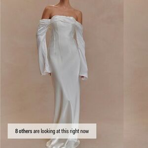 Meshki White Long Sleeve Off-Shoulder Dress